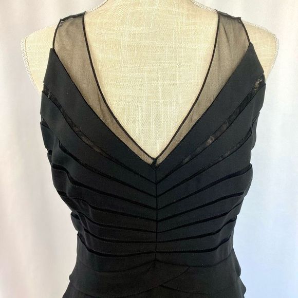 Chetta B Sherrie Bloom Peter Noviello 100% Silk Black Designer Tiered Dress Wome - Picture 10 of 16